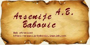 Arsenije Babović vizit kartica
